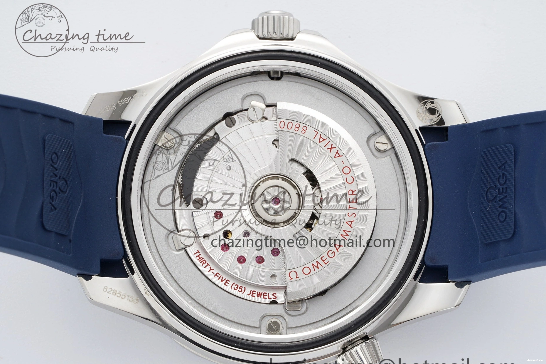 0328 Fashionable Seamaster Diver 300M ZF 1:1 Best Edition Blue Ceramic Blue Dial on Blue Rubber Strap A 7822